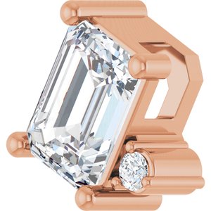 14K Rose Gold 7x5 mm Emerald Slide Pendant Mounting – image 3
