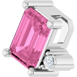 14K White Gold Lab-Grown Pink Sapphire & .03 CTW Lab-Grown Diamond Slide Pendant – image 2