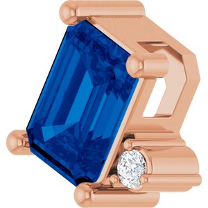 14K Rose Gold Lab-Grown Blue Sapphire & .03 CTW Lab-Grown Diamond Slide Pendant – image 2