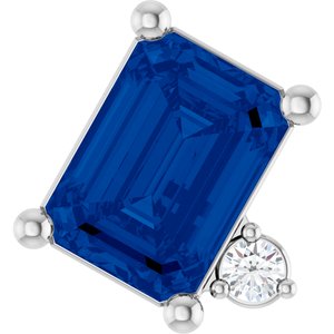 14K White Gold Lab-Grown Blue Sapphire & .03 CTW Natural Diamond Slide Pendant