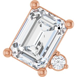 14K Rose Gold 7x5 mm Emerald .03 CT Lab-Grown Diamond Semi-Set Slide Pendant