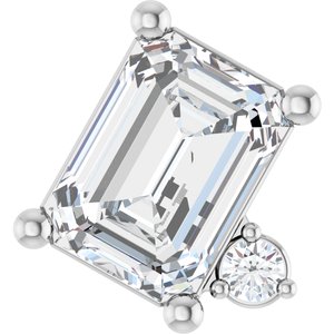 10K White Gold 7x5 mm Emerald .03 CT Lab-Grown Diamond Semi-Set Slide Pendant