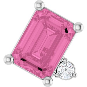 Platinum Lab-Grown Pink Sapphire & .03 CTW Lab-Grown Diamond Slide Pendant
