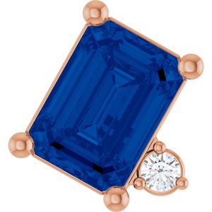 14K Rose Gold Lab-Grown Blue Sapphire & .03 CTW Natural Diamond Slide Pendant