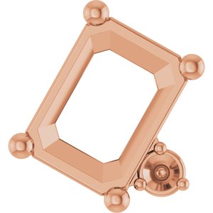 14K Rose Gold 7x5 mm Emerald Slide Pendant Mounting – image 2