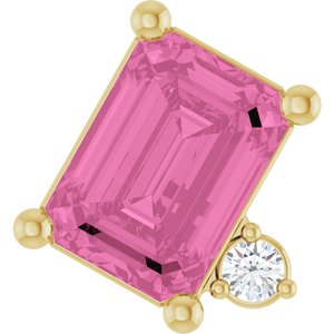 14K Yellow Gold Lab-Grown Pink Sapphire & .03 CTW Natural Diamond Slide Pendant