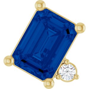 14K Yellow Gold Lab-Grown Blue Sapphire & .03 CTW Natural Diamond Slide Pendant