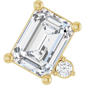 14K Yellow Gold 7x5 mm Emerald .03 CT Natural Diamond Semi-Set Slide Pendant
