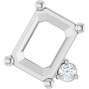 10K White Gold 7x5 mm Emerald .03 CT Lab-Grown Diamond Semi-Set Slide Pendant – image 2