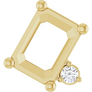14K Yellow Gold 7x5 mm Emerald .03 CT Natural Diamond Semi-Set Slide Pendant – image 2