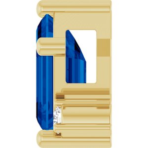 14K Yellow Gold Lab-Grown Blue Sapphire & .03 CTW Lab-Grown Diamond Slide Pendant – image 3