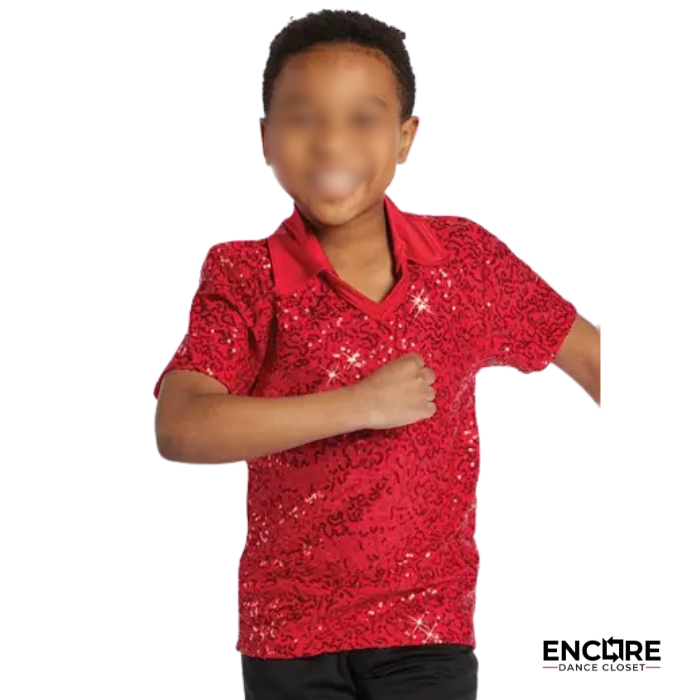 Sequin Collar Shirt Set