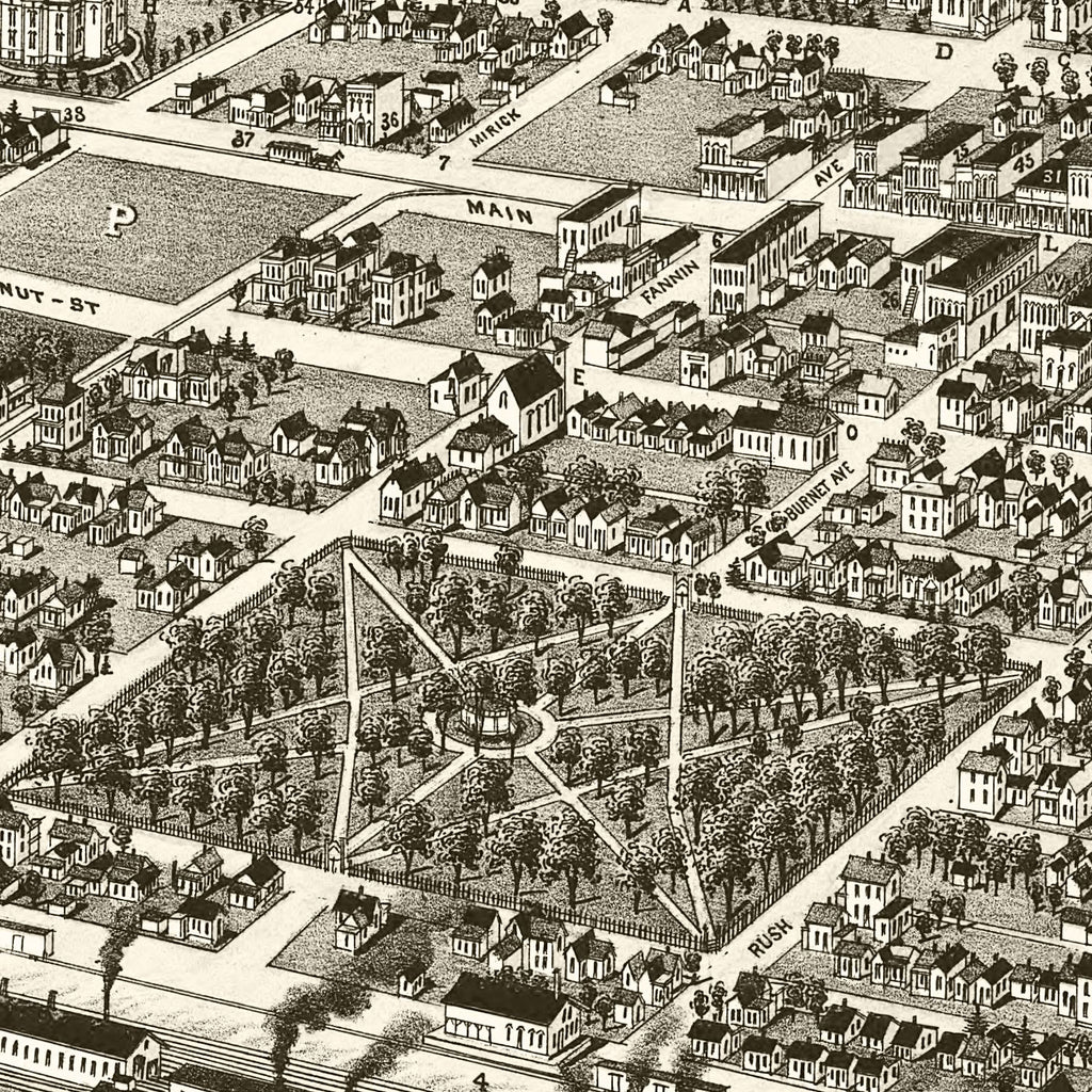 Vintage Map of Denison, Texas 1886