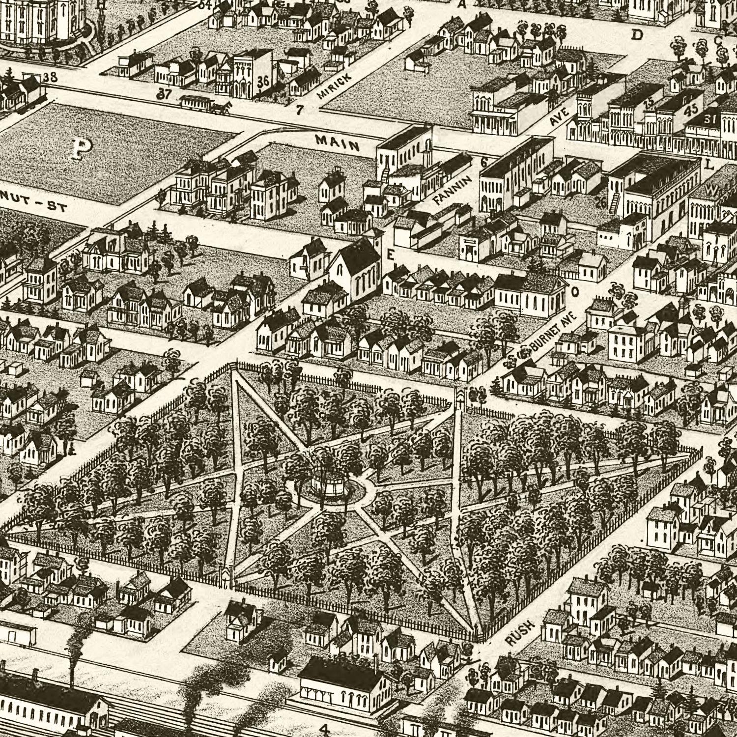 Vintage Map of Denison, Texas 1886