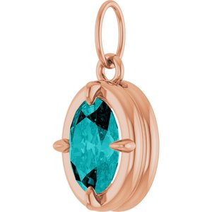 14K Rose Gold Imitation Paraiba Blue YAG Charm/Pendant – image 2