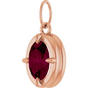 14K Rose Gold Natural Rhodolite Garnet Charm/Pendant – image 2