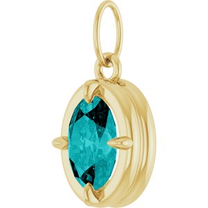 14K Yellow Gold Imitation Paraiba Blue YAG Charm/Pendant – image 2