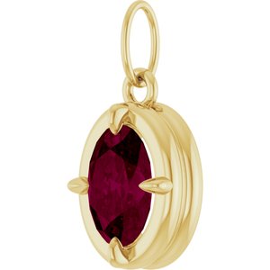 14K Yellow Gold Natural Rhodolite Garnet Charm/Pendant – image 2