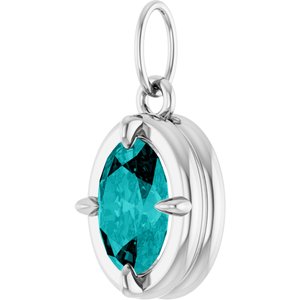 Sterling Silver Imitation Paraiba Blue YAG Charm/Pendant – image 2