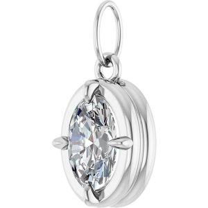 Platinum 3/4 CT Oval Lab-Grown Diamond Charm/Pendant – image 2