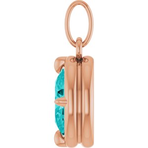 14K Rose Gold Imitation Paraiba Blue YAG Charm/Pendant – image 3