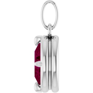 Platinum Natural Rhodolite Garnet Charm/Pendant – image 3