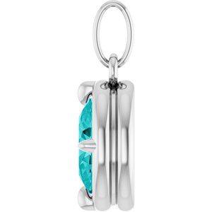 14K White Gold Imitation Paraiba Blue YAG Charm/Pendant – image 3