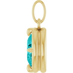 14K Yellow Gold Imitation Paraiba Blue YAG Charm/Pendant – image 3