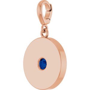 14K Rose Gold Lab-Grown Blue Sapphire Charm/Pendant – image 2