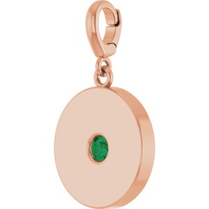 14K Rose Gold Natural Emerald Charm/Pendant – image 2