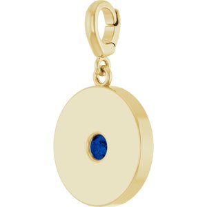 14K Yellow Gold Lab-Grown Blue Sapphire Charm/Pendant – image 2