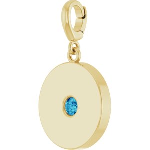 18K Yellow Gold-Plated Sterling Silver Natural Blue Zircon Charm/Pendant – image 2