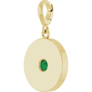 18K Yellow Gold-Plated Sterling Silver Lab-Grown Emerald Charm/Pendant – image 2