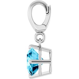 14K White Gold Natural Aquamarine Charm/Pendant – image 3