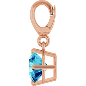 14K Rose Gold Natural Blue Zircon Charm/Pendant – image 3