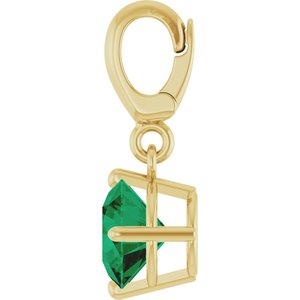 18K Yellow Gold-Plated Sterling Silver Lab-Grown Emerald Charm/Pendant – image 3