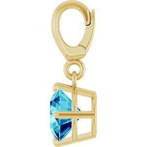 14K Yellow Gold Natural Blue Zircon Charm/Pendant – image 3