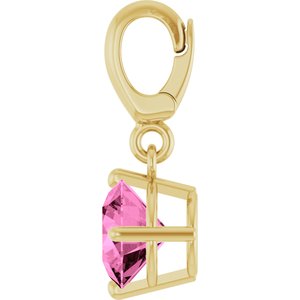 18K Yellow Gold-Plated Sterling Silver Lab-Grown Pink Sapphire Charm/Pendant – image 3
