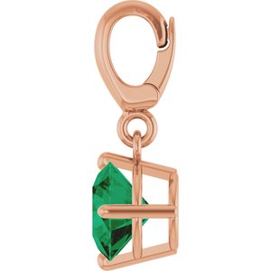14K Rose Gold Lab-Grown Emerald Charm/Pendant – image 3