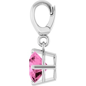 14K White Gold Lab-Grown Pink Sapphire Charm/Pendant – image 3