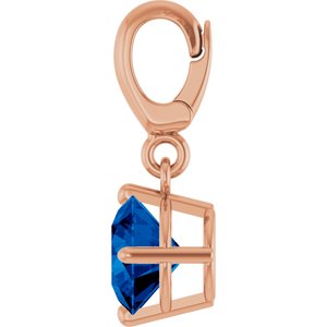 14K Rose Gold Lab-Grown Blue Sapphire Charm/Pendant – image 3