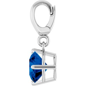 Platinum Lab-Grown Blue Sapphire Charm/Pendant – image 3