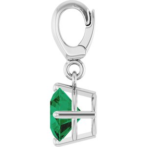 Sterling Silver Lab-Grown Emerald Charm/Pendant – image 3