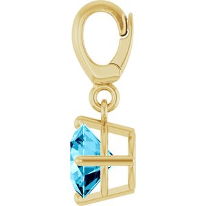18K Yellow Gold-Plated Sterling Silver Natural Aquamarine Charm/Pendant – image 3
