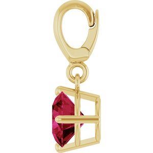 18K Yellow Gold-Plated Sterling Silver Lab-Grown Ruby Charm/Pendant – image 3