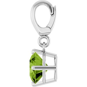 14K White Gold Natural Peridot Charm/Pendant – image 3