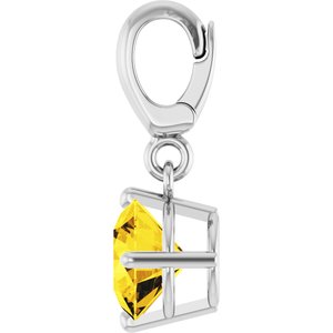 14K White Gold Lab-Grown Yellow Sapphire Charm/Pendant – image 3