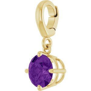 18K Yellow Gold-Plated Sterling Silver Natural Amethyst Charm/Pendant – image 2