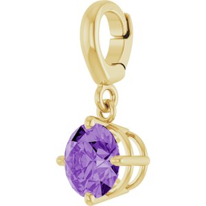 18K Yellow Gold-Plated Sterling Silver Lab-Grown Purple Sapphire Charm/Pendant – image 2
