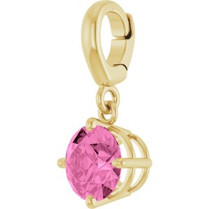 18K Yellow Gold-Plated Sterling Silver Lab-Grown Pink Sapphire Charm/Pendant – image 2